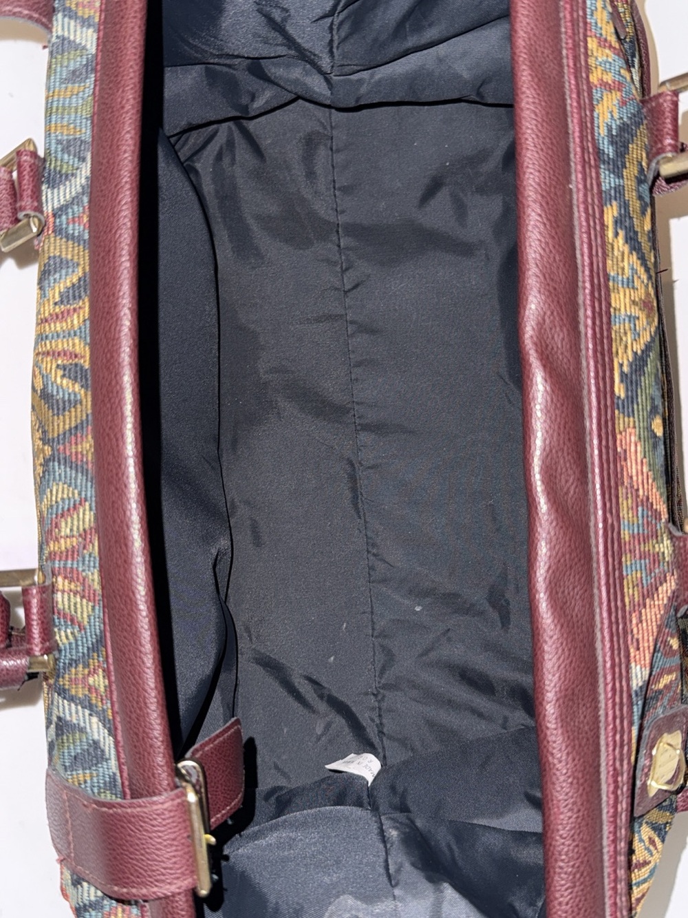 Vintage Diane Von Furstenberg Tapestry Leather Duffle Overnight Bag - Picture 8 of 8